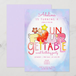 Invitación Inolvidable Chica de Corazón Dulce Fiesta de Cumpl