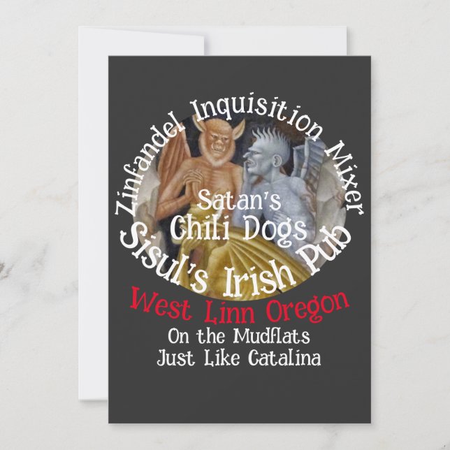 Invitación Inquisición española Catalina Wine Mixer West Linn (Anverso)