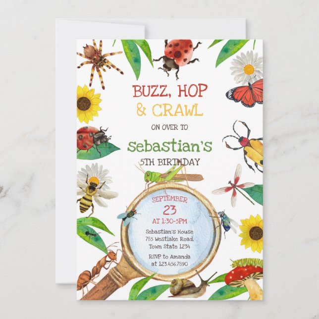 Invitación Insect Bug Party Birthday Invitation (Anverso)