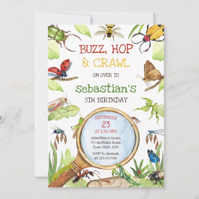 Invitación Insect Bug Party Birthday Invitation (Anverso)
