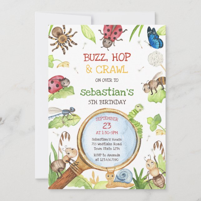 Invitación Insect Bug Party Birthday Invitation (Anverso)