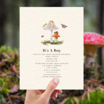 Insect Mushroom Woodland Nature Boy Baby Shower