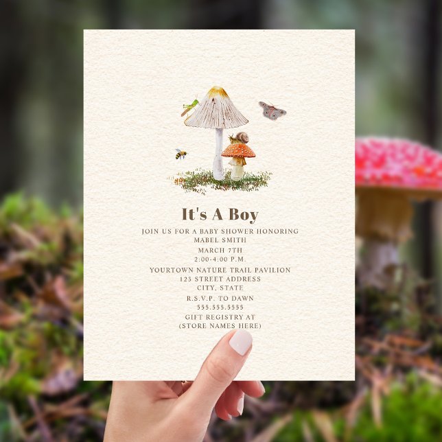 Invitación Insect Mushroom Woodland Nature Boy Baby Shower (Subido por el creador)