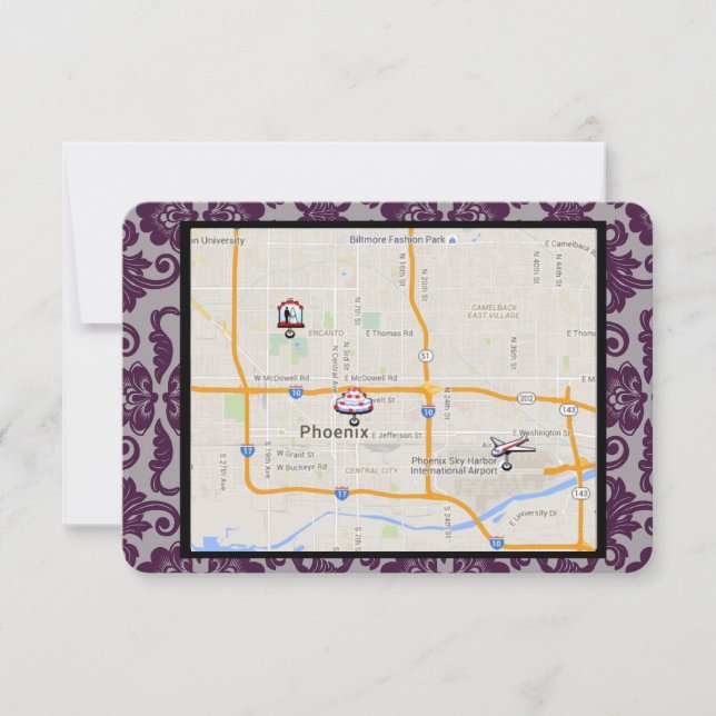 Invitación Inserción de instrucciones de brocado chino-grises (Anverso)