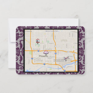 Invitación Inserción de instrucciones de brocado chino-grises