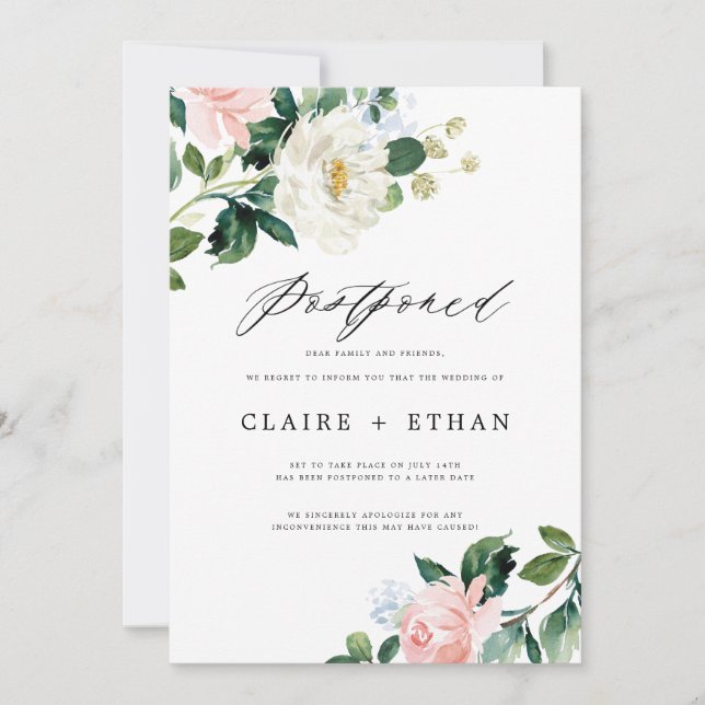 Invitación Inserción de posposición del Boda floral (Anverso)