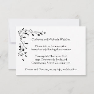 Invitación Inserción de ubicación de recepción de boda floral