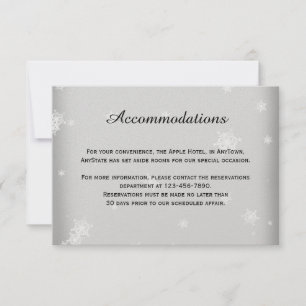 Invitación Insertar Boda de copos de nieve blanco y plateado