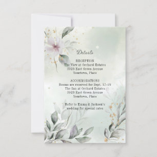 Invitación Insertar gabinete de Boda de color verde y oro