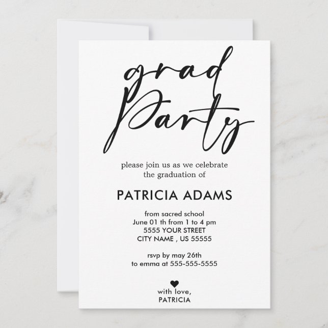 Invitación Insertar personalizado | Elegante Fiesta minimalis (Anverso)