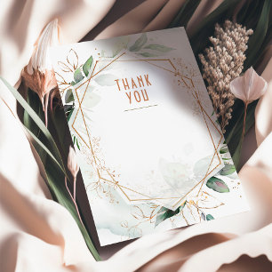 Invitación Inserto de Boda Agradecimiento Verde y Dorado Rúst