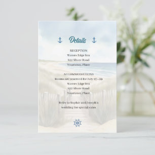 Invitación Inserto de boda de acuarela en la costa de Nueva I