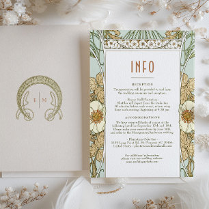 Invitación Inserto de boda INFO Arte Nouveau vintage de Mucha