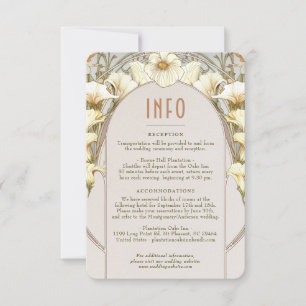 Invitación Inserto de boda INFO Vintage Art Nouveau de Mucha