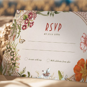 Invitación Inserto de boda RSVP Flores silvestres Vintage