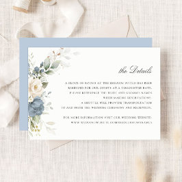 Invitación Inserto de detalles de boda con polvo floral azul 