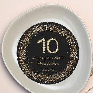 Invitación Inserto de plato cargador Gold Diamond 10th Annive