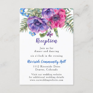 Invitación Inserto de recepción de boda floral de anémona