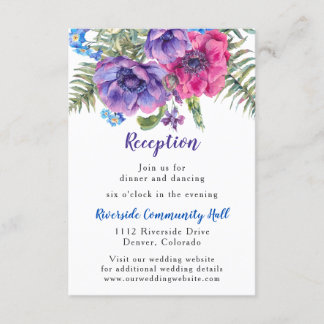 Invitación Inserto de recepción de boda floral de anémona
