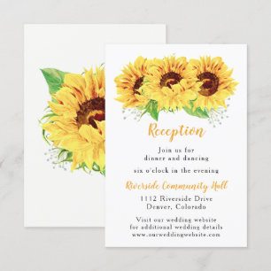 Invitación Inserto de recepción de boda floral de girasol