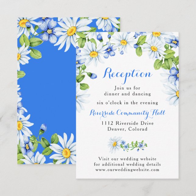 Invitación Inserto de recepción de boda floral de margarita b (Anverso / Reverso)