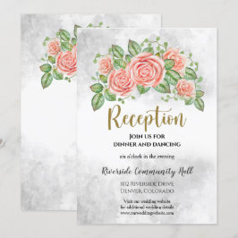 Invitación Inserto de recepción de boda floral rosa sonrojado