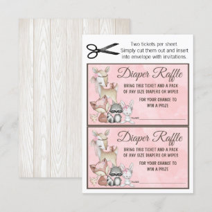 Invitación Inserto de Rifa de Pañales para Niñas Sweet Forest