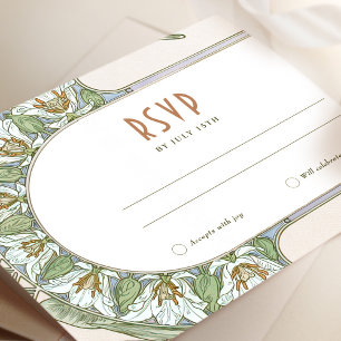 Invitación Inserto de RSVP de boda Art Nouveau vintage de Muc