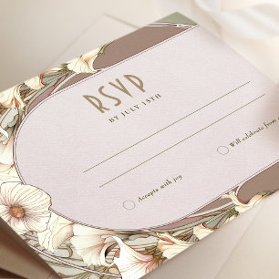 Invitación Inserto de RSVP de boda Art Nouveau vintage de Muc
