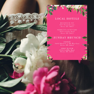 Invitación Inserto Floral Blanco en Rosa Caliente en Cascada