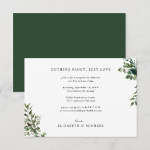Invitación Inserto solo para recepción de boda con follaje de