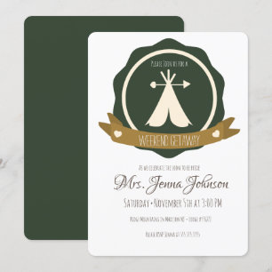 Invitación Insignia de tienda de campaña para fin de semana d