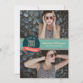 Invitación Insignia retro con flechas 2 Fotos Graduación