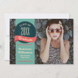 Invitación Insignia retro con flechas de foto graduada