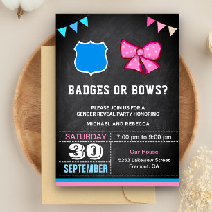 Invitación Insignias o vacas Fiesta de revelación de género