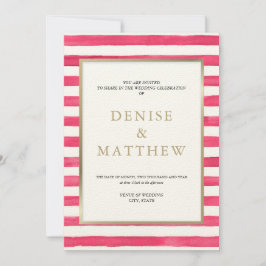 Invitación Insinuación Franjas de Acuarela Rosa y Letras Dora