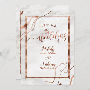 Invitación Inspiración moderna de Boda de cobre y mármol ital