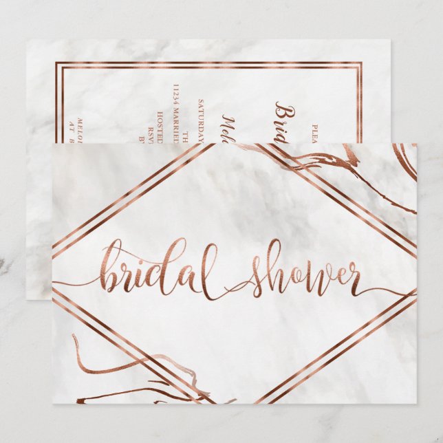 Invitación Inspiración moderna de Boda de cobre y mármol ital (Anverso / Reverso)