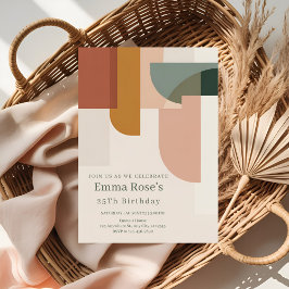 Invitación Inspiración Retro Cumpleaños de Menta y Naranja