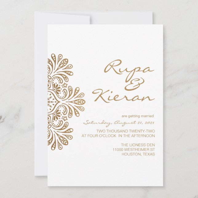 Invitación inspirada en la India| Paisley (Anverso)