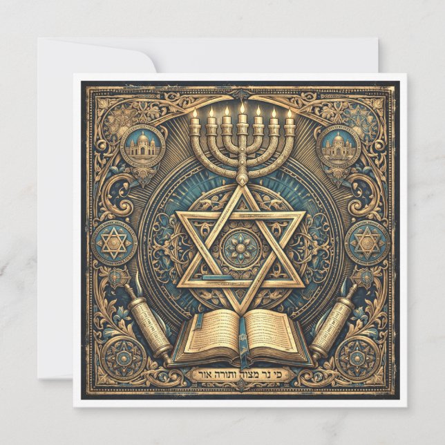 Invitación inspirada en la judaica para una ceremo (Anverso)