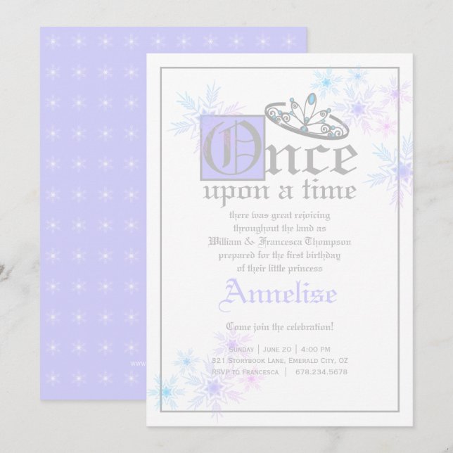 Invitación inspirada en la reina de nieve del BIRT (Anverso / Reverso)