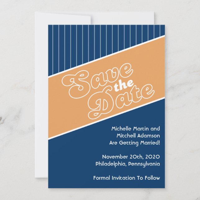 Invitación Inspirado En El Béisbol, Salve La Fecha (Azul Nara (Anverso)