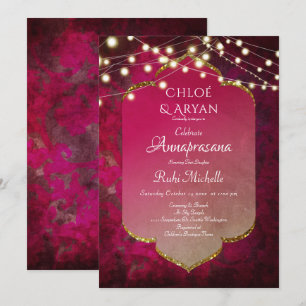 Invitación Inspirado en la India Boho Damask en Rosa Profundo