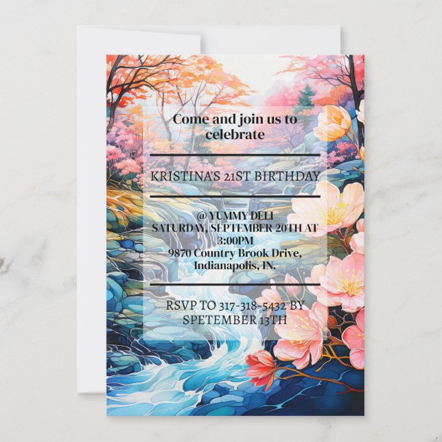 Invitación Inspiring Country Creek Birthday Party (Anverso)