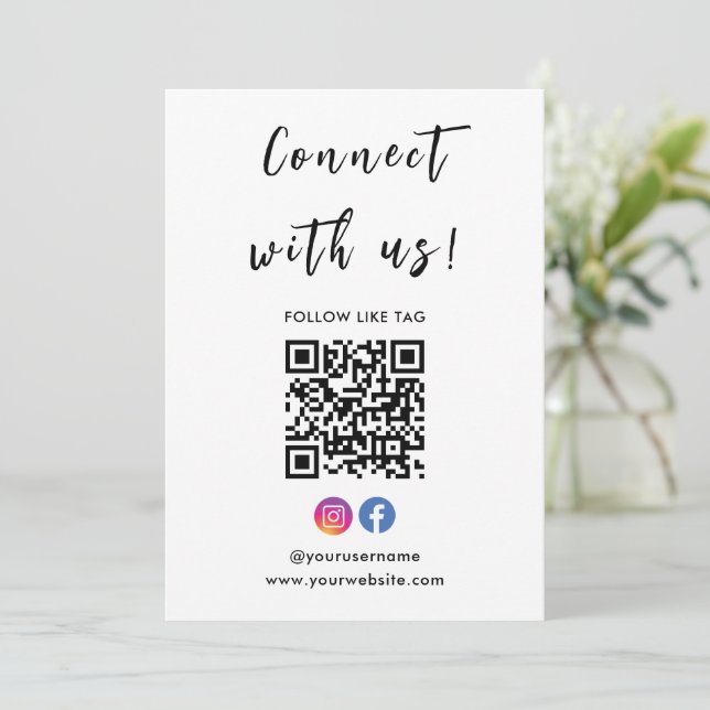Invitación Instagram Facebook Qr Code Conectarse Con Nosotros (Anverso de pie)