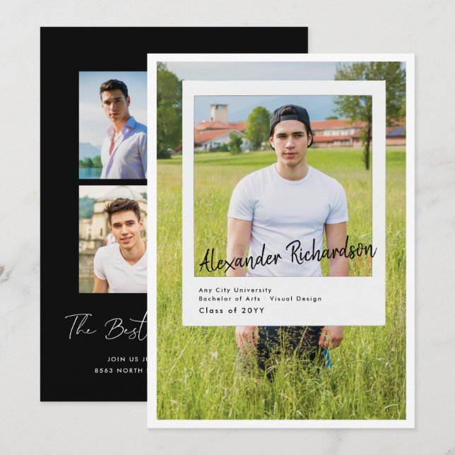 Invitación Instantánea autografiada | 5 Partido de Graduación (Anverso / Reverso)