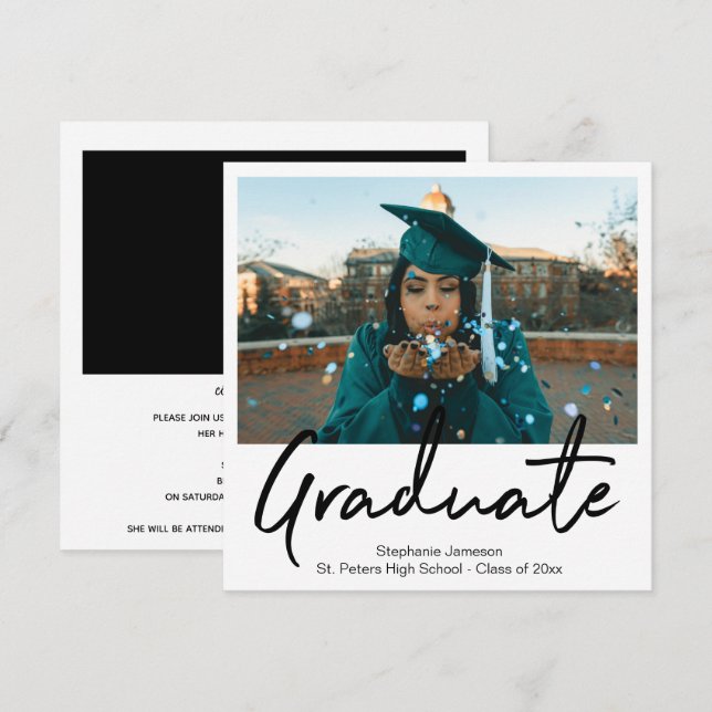 Invitación instantánea de graduación de fotos (Anverso / Reverso)