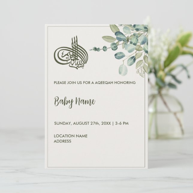Invitación Instantáneamente elegante crema floral Aqeeqah Aqi (Anverso de pie)