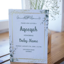 Invitación Instantáneo Floral Moderno Dorado Aqeeqah Aqiqah